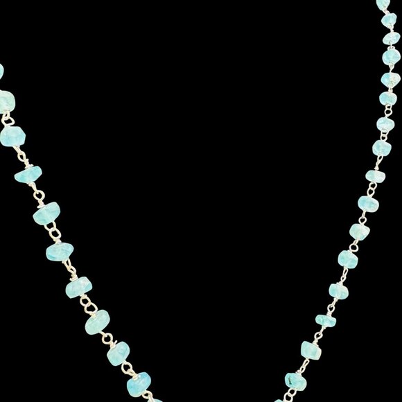 Vtg Aquamarine Gemstone Necklace Sterling Silver Chain & Lobster Clasp Boho - Picture 10 of 14